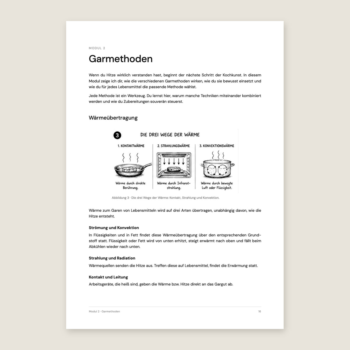 Buchseite Modul Garmethoden mit Illustration Die drei Wege der Wärme
