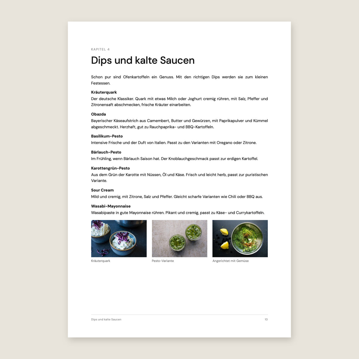 Heftseite Dips und kalte Saucen mit Kräuterquark, Pesto und Wasabi-Mayonnaise