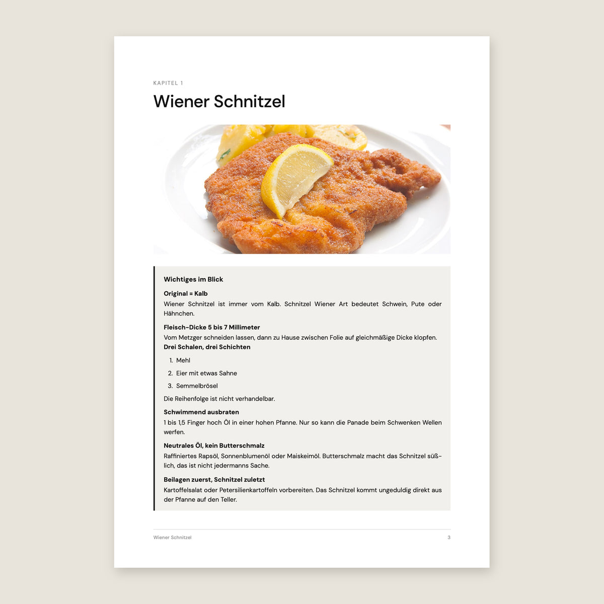 Heftseite Wiener Schnitzel mit Kasten Wichtiges im Blick