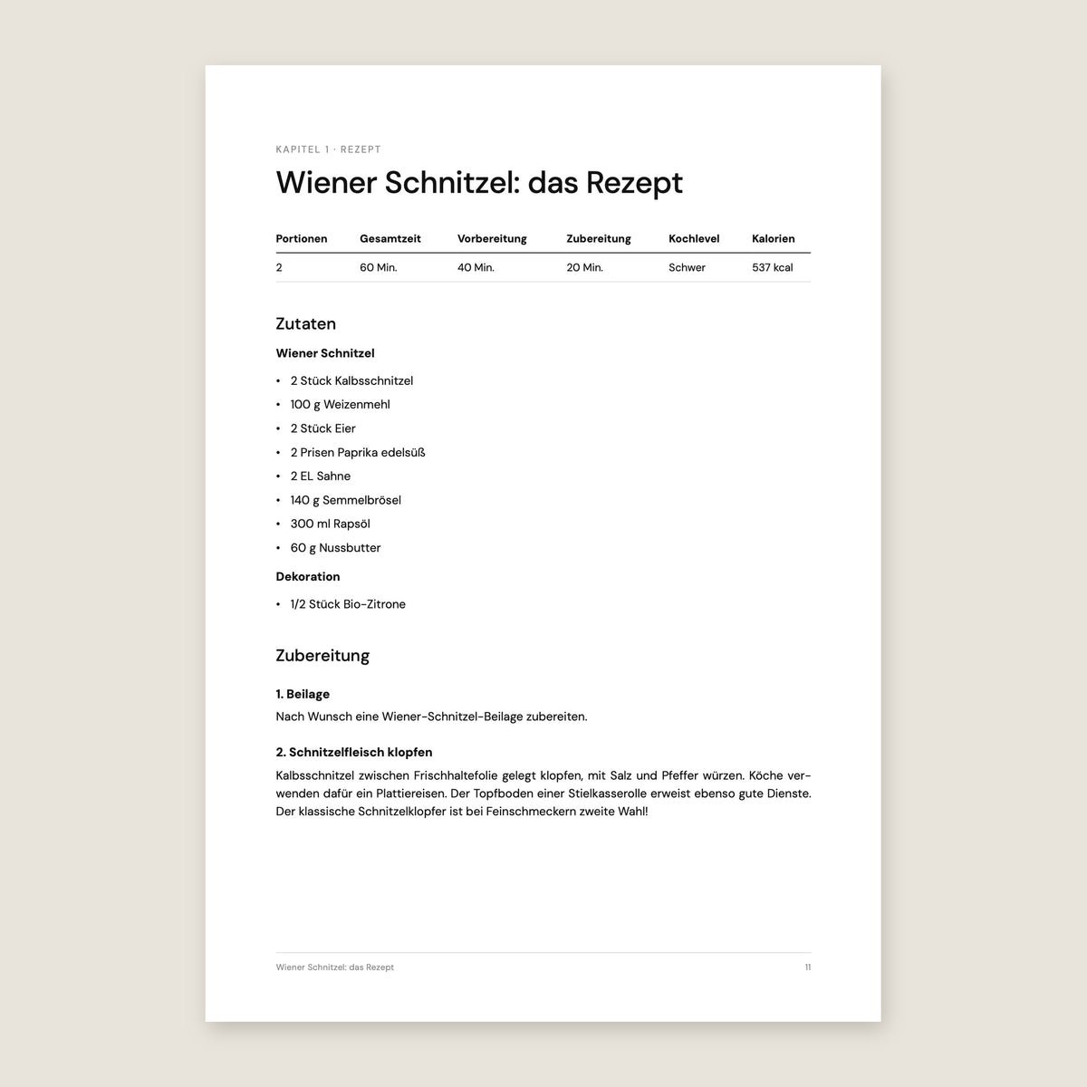 Heftseite Wiener Schnitzel: das Rezept mit Zutaten und Zubereitung
